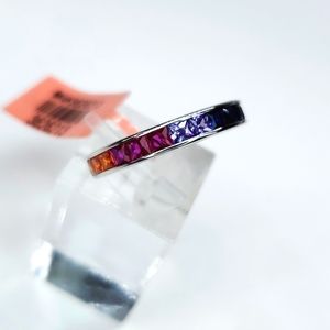 LUSTRO STELLA AAA Multi Color Premium Cubic Zirconia Ring in Sterling Silver